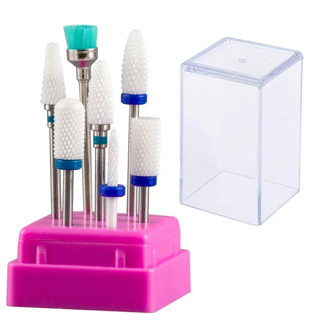 7pcs Nail Art Tungsten Steel Milling Cutter Set - Ceramic Nail Drill Bits for Electric Nail Machine & Pedicure Tool Accessories