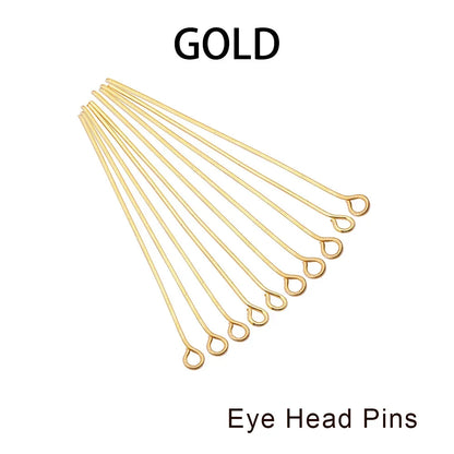 Jewelry Eye Pins & Ball Head Pins - 100/200pcs DIY Findings for Earrings Bracelets Pendants 16-60mm Craft Making Supplies