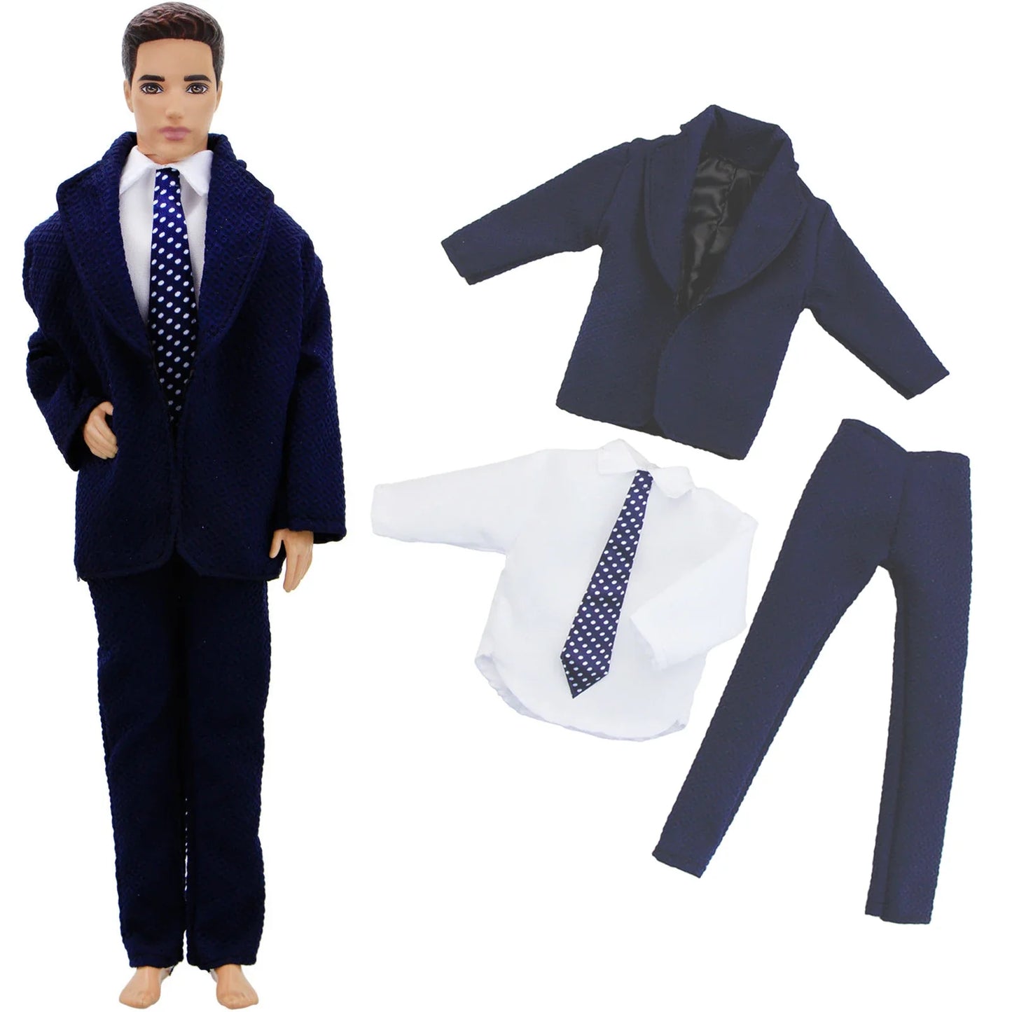 Handmade 1/6 Doll Outfit for 12-Inch Boy Doll — Men’s Formal Suit with Shirt, Coat, Trousers & Shoes, 30cm Toy Clothes