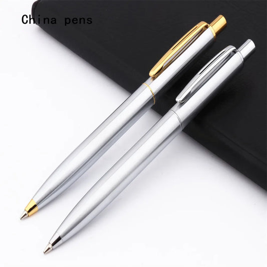 High Quality 039 Push Ballpoint Pen – Gold & Silver Medium Nib Writing Pen for Business, Office & School Supplies
