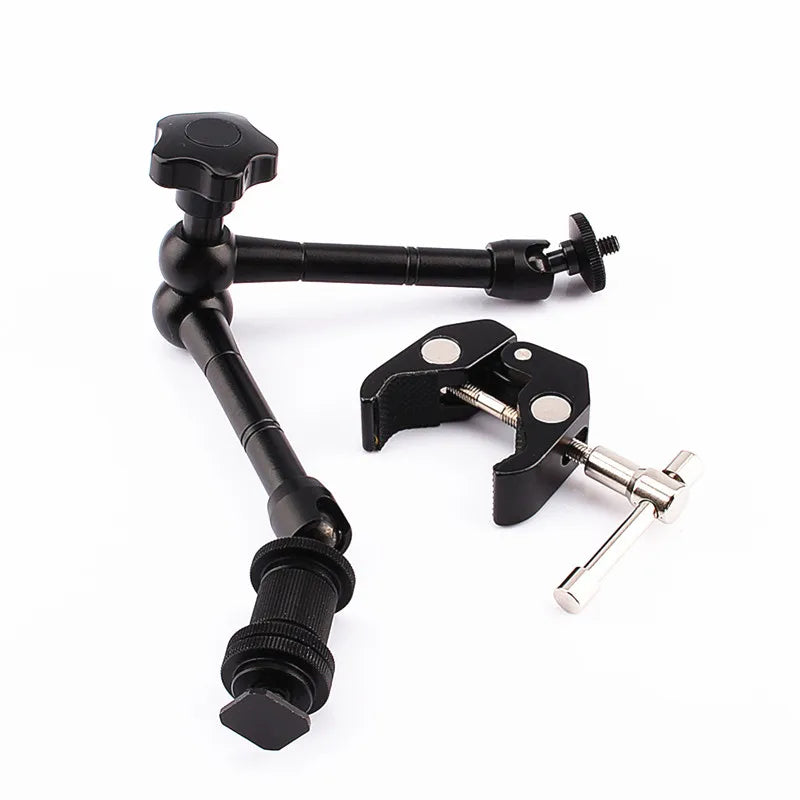 11" Adjustable Friction Articulating Magic Arm + Super Clamp Clip 2-in-1 for DSLR, LCD Monitor, LED Video Light, Camera Accessories