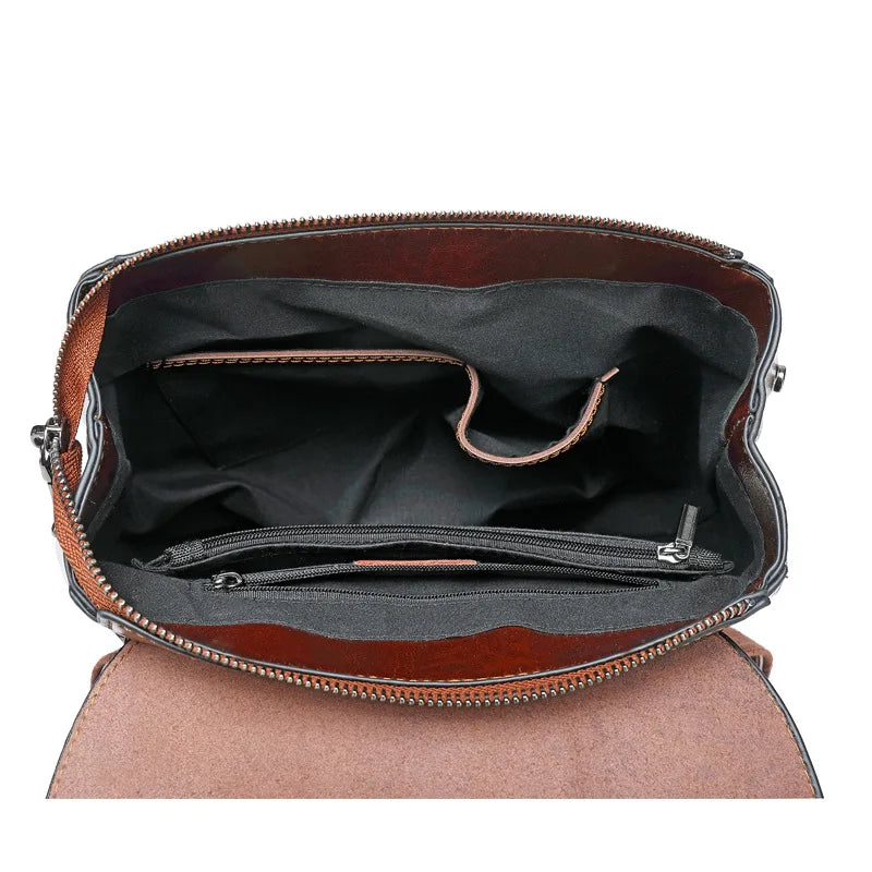 Women's Genuine Leather Backpack - Crossbody Shoulder Bag, School Bag, Laptop Rucksack, and Messenger Bag for Girls