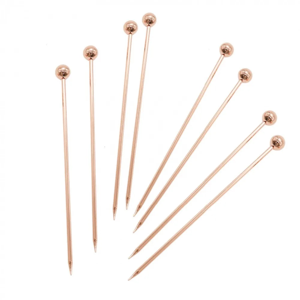 10PCS Stainless Steel Cocktail Picks - Fruit Sticks & Drink Stirring Sticks in Circle, Ball, and Hat Shapes
