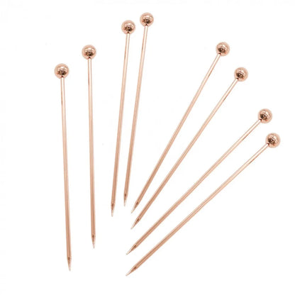 10PCS Stainless Steel Cocktail Picks - Fruit Sticks & Drink Stirring Sticks in Circle, Ball, and Hat Shapes