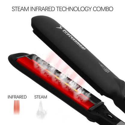 Professional Steam Hair Straightener – 2" Ceramic Infrared Flat Iron for Salon Styling & Care