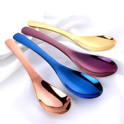 High-Quality 304 Stainless Steel Spoon Set – 3 Sizes, Gold Finish for Rice, Soup, Kids, Ice Cream & Dessert Kitchen Tableware