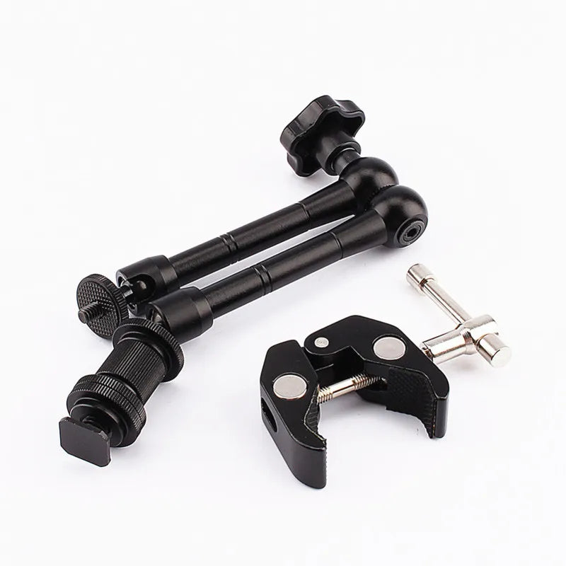 11" Adjustable Friction Articulating Magic Arm + Super Clamp Clip 2-in-1 for DSLR, LCD Monitor, LED Video Light, Camera Accessories