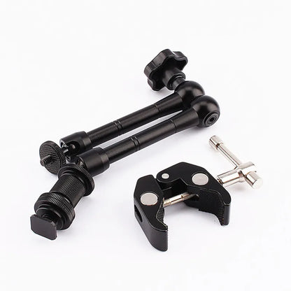 11" Adjustable Friction Articulating Magic Arm + Super Clamp Clip 2-in-1 for DSLR, LCD Monitor, LED Video Light, Camera Accessories
