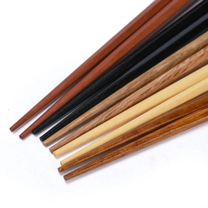 5 Pairs Japanese Style Wood Chopsticks – Reusable Natural Beech, Tableware for Pizza, Noodles, Chinese Set
