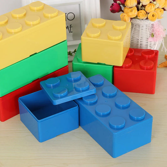 Creative Building Block Storage Box – Stackable Space-Saving Plastic Organizer for Desktop & Office Supplies