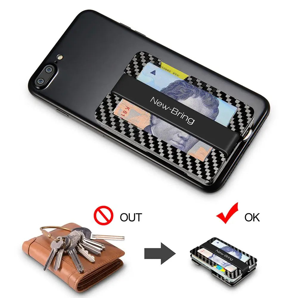 NewBring Multi-Functional Metal Money Clip – Men's Credit Card Wallet with Key Holder