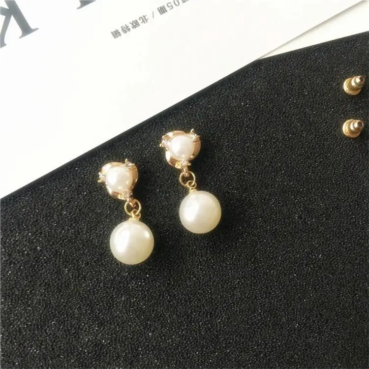 Fashion Pearl Bean Crystal Earrings for Women & Girls – Elegant Everyday Jewelry