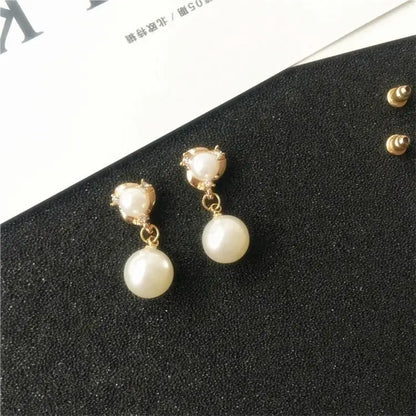 Fashion Pearl Bean Crystal Earrings for Women & Girls – Elegant Everyday Jewelry