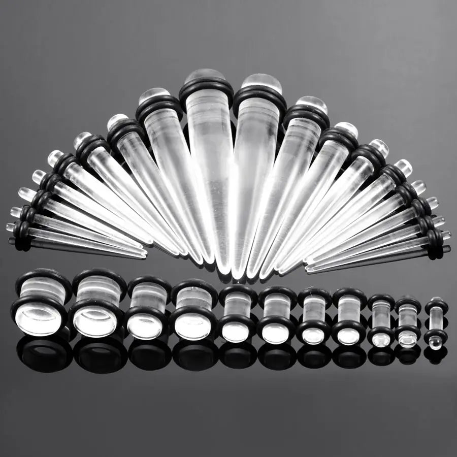 36PCS Acrylic Ear Gauge Stretching Kit – Mixed Color Tapers & Plugs, Flesh Tunnel Body Piercing Jewelry 14G-00G