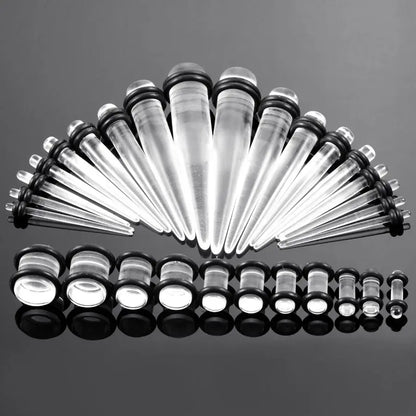 36PCS Acrylic Ear Gauge Stretching Kit – Mixed Color Tapers & Plugs, Flesh Tunnel Body Piercing Jewelry 14G-00G