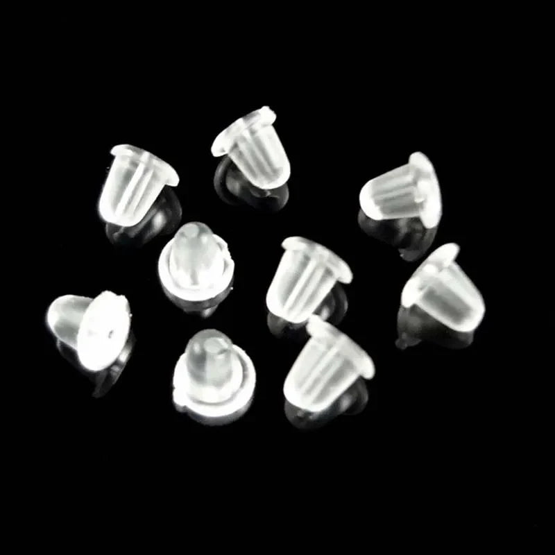 100pcs 5mm Clear Silicone Earring Backs – Soft Rubber Safety Round Stopper Jewelry DIY Accessories Replacement