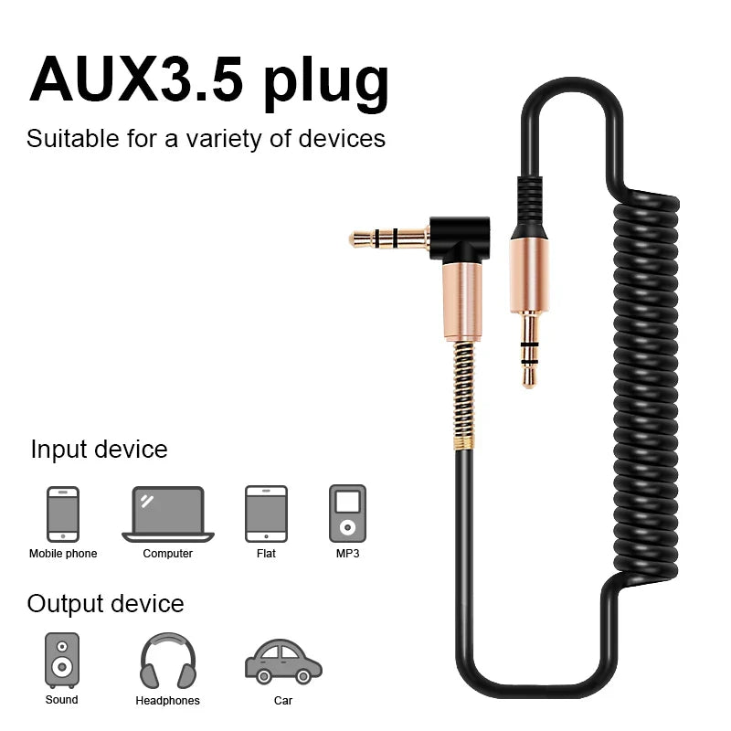 3.5mm Male to Male Aux Audio Cable — Car, JBL Speaker, iPhone & Samsung Headphone Cord