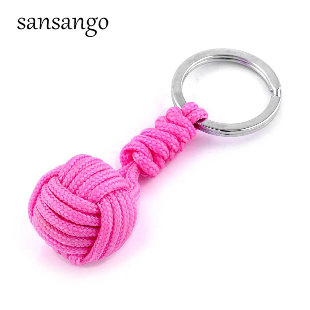 Woven Paracord Lanyard Keychain – Outdoor Survival Tactical Military Parachute Rope with Ball Pendant Keyring