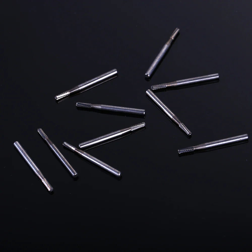 10pcs Dental Broken Crown Needles - Endodontic Silver & Gold Plated Handle, 1957# & 1958# for Crown Repair