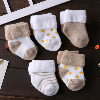 Kiddiezoom 5 Pairs Non-Skid Baby Socks – Unisex Cotton Shoes for 0-12 Months Baby Boys & Girls