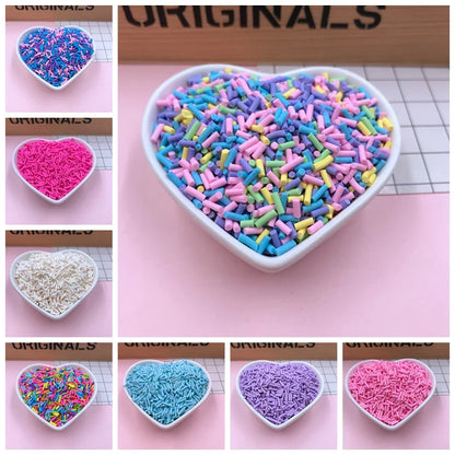 100g Colorful Long Clay Sprinkles – 5-6mm DIY Craft Decorations for Phone Deco & Creative Projects