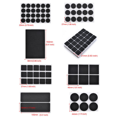 KAK Self-Adhesive Furniture Leg Felt Pads, Anti-Slip Rug Mat Bumper, 1-24PCS Chair Table Protector, Furniture Hardware Damper