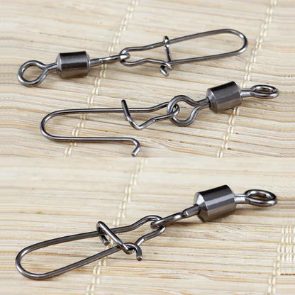 50 pcs Stainless Steel Fishing Connector Pin Bearing Rolling Swivel Snap in Box - Tackle Accessories for Lure Hooks