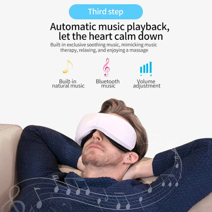 Eye Massage Instrument - Vibration, Airbag Pressure & Hot Compress Eye Massager with Bluetooth Music, Foldable for Fatigue Relief