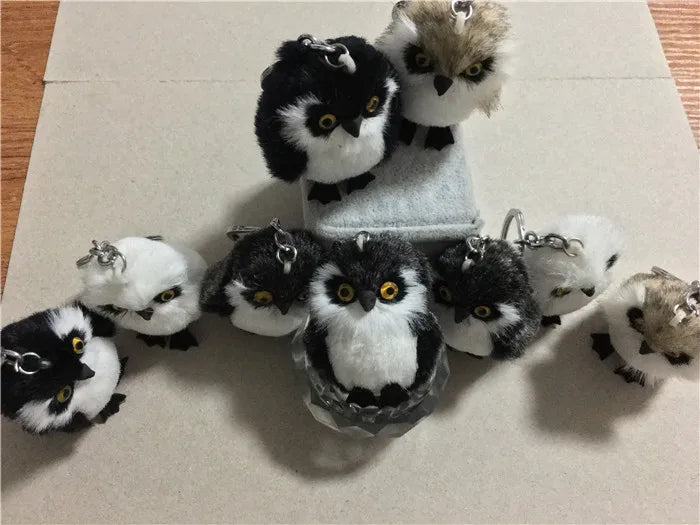 Cute Tiny Plush Faux Rabbit Fur Owl Keychain – Mini Animal Bag & Car Trinket Jewelry Gift for Women & Girls