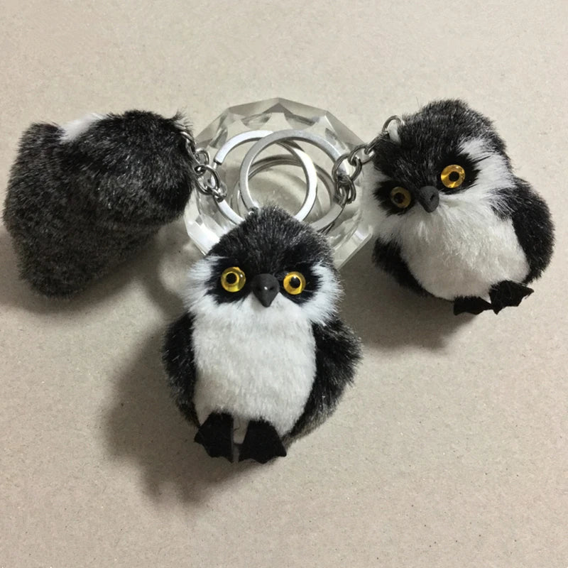 Cute Tiny Plush Faux Rabbit Fur Owl Keychain – Mini Animal Bag & Car Trinket Jewelry Gift for Women & Girls