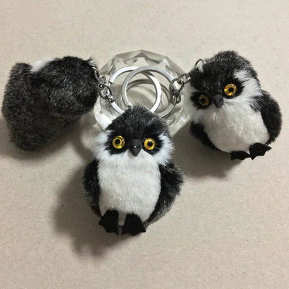 Cute Tiny Plush Faux Rabbit Fur Owl Keychain – Mini Animal Bag & Car Trinket Jewelry Gift for Women & Girls