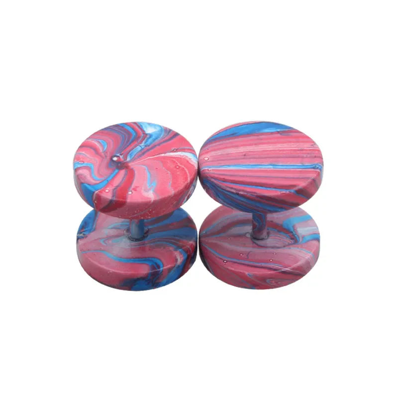 Stainless Steel Stud Earrings & Ear Plugs — Faux Punk Barbell Tunnels, Fake Piercing Gauges for Men & Women Body Jewelry