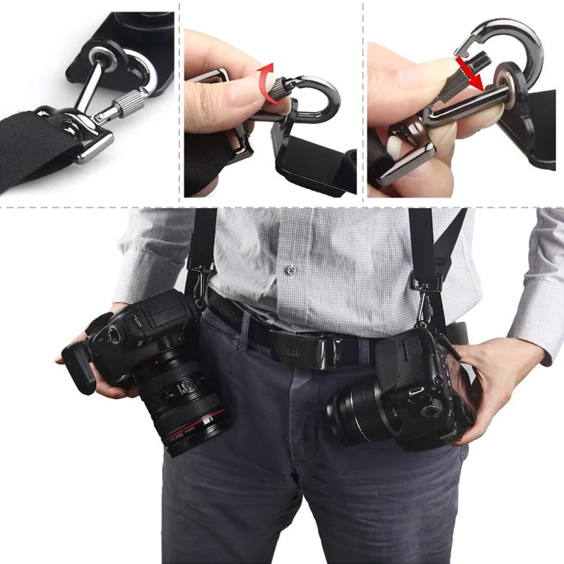 K Double Shoulder Camera Strap – Quick Release Belt Harness for DSLR Cameras & Camcorders, Compatible with Canon Nikon Sony