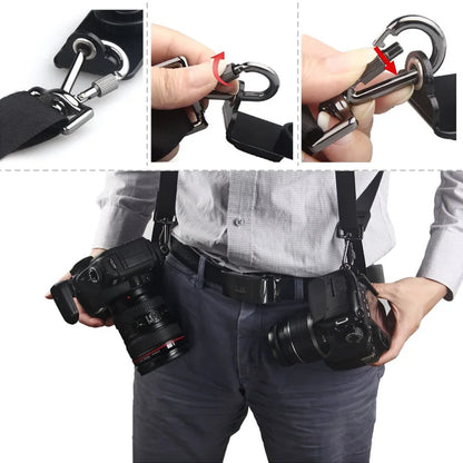 K Double Shoulder Camera Strap – Quick Release Belt Harness for DSLR Cameras & Camcorders, Compatible with Canon Nikon Sony