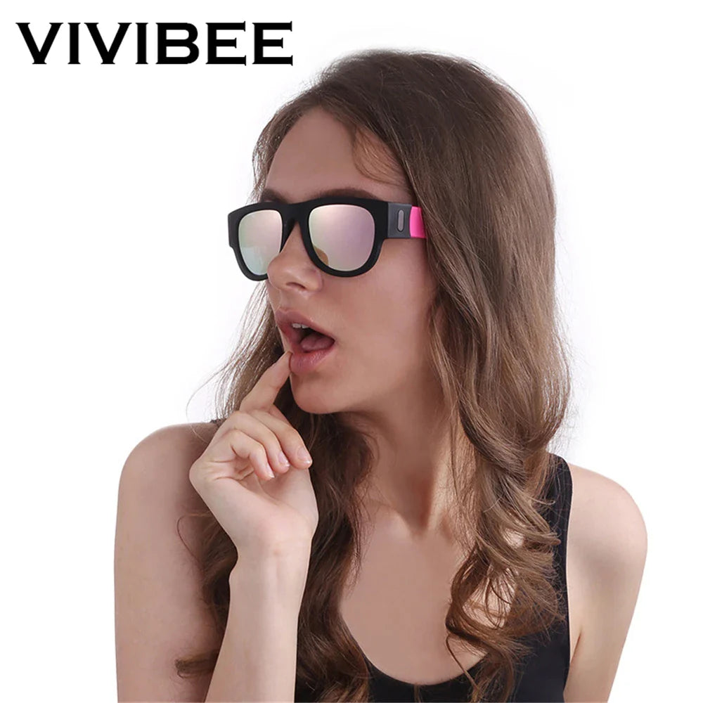 VIVIBEE Novelty Mirror Men Polarized Folding Sunglasses - Slap Sport Foldable Wristband Shades, 2024 Trending Product