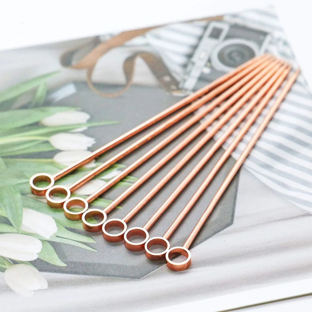 10PCS Stainless Steel Cocktail Picks - Fruit Sticks & Drink Stirring Sticks in Circle, Ball, and Hat Shapes