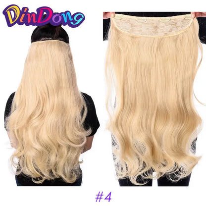 DinDong 32" Clip-In Hair Extensions — 210G Synthetic Wavy, Heat Resistant, 613# Blonde & 19 Colors