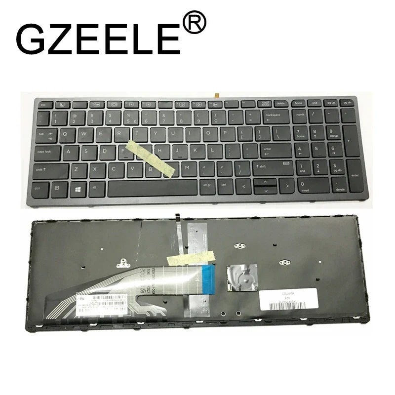 HP ZBook 15 G3/G4 & 17 G3/G4 Backlit Replacement Keyboard – AR/RU/US Layout with Frame (9Z.NCGBC.001 NSK-C87C-01) for Laptop Repair and Upgrade