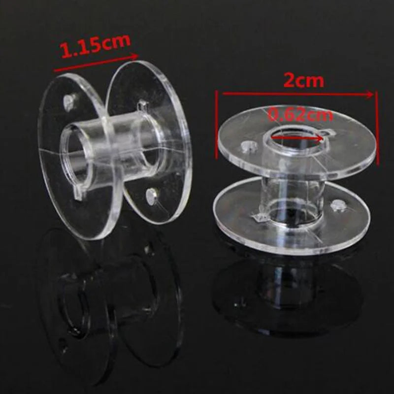 25PCS Clear Sewing Machine Bobbins – Empty Plastic Spools with Storage Box for Home Sewing Accessories