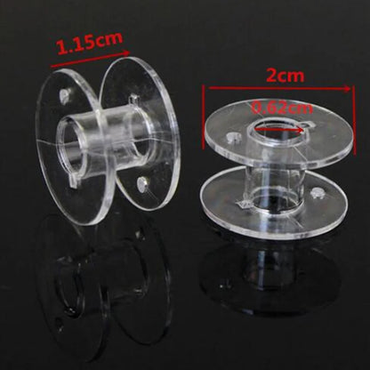 25PCS Clear Sewing Machine Bobbins – Empty Plastic Spools with Storage Box for Home Sewing Accessories