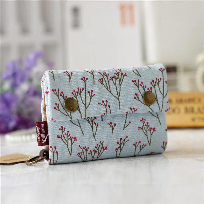 Women’s Canvas Cartoon Card Wallet – Foldable Key Organizer & Coin Purse, Small Pouch Money Bag for Girls 2024