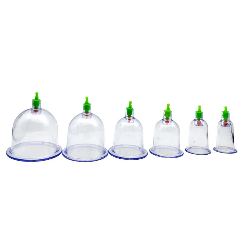 6PCS Vacuum Cupping Set with Pumping Gun – Suction Cups for Back Massage, Body Detox & Anti-Cellulite Therapy