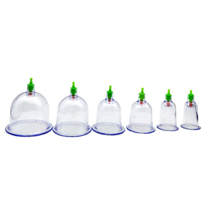 6PCS Vacuum Cupping Set with Pumping Gun – Suction Cups for Back Massage, Body Detox & Anti-Cellulite Therapy