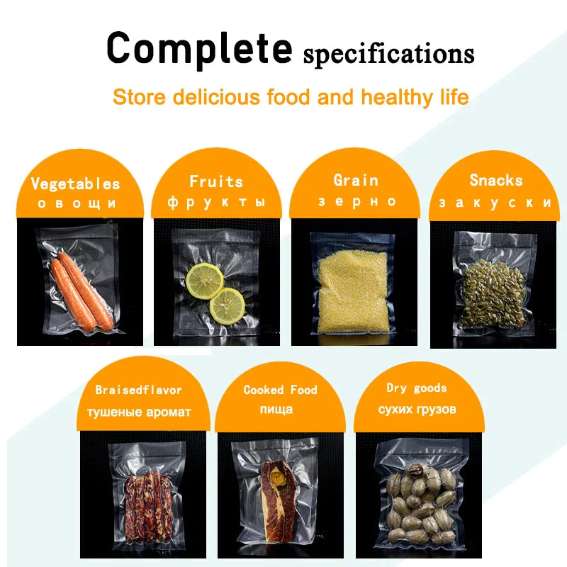SaengQ Vacuum Bags for Food: Food Fresh Long Keeping Rolls/Lot - Vacuum Sealer Bags in Various Sizes (12+15+20+25+30cm*500cm)