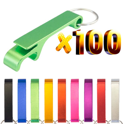 100pcs Custom Aluminum Can Opener Keychain — Portable Promotional Giveaway with Logo for Restaurants