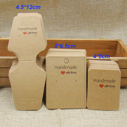 100pcs Black & Kraft Paper Gift Tags – 5×3cm Rectangular Heart Hollow Labels with 100 Hemp Strings for Hand Drawn or DIY Gift Tags