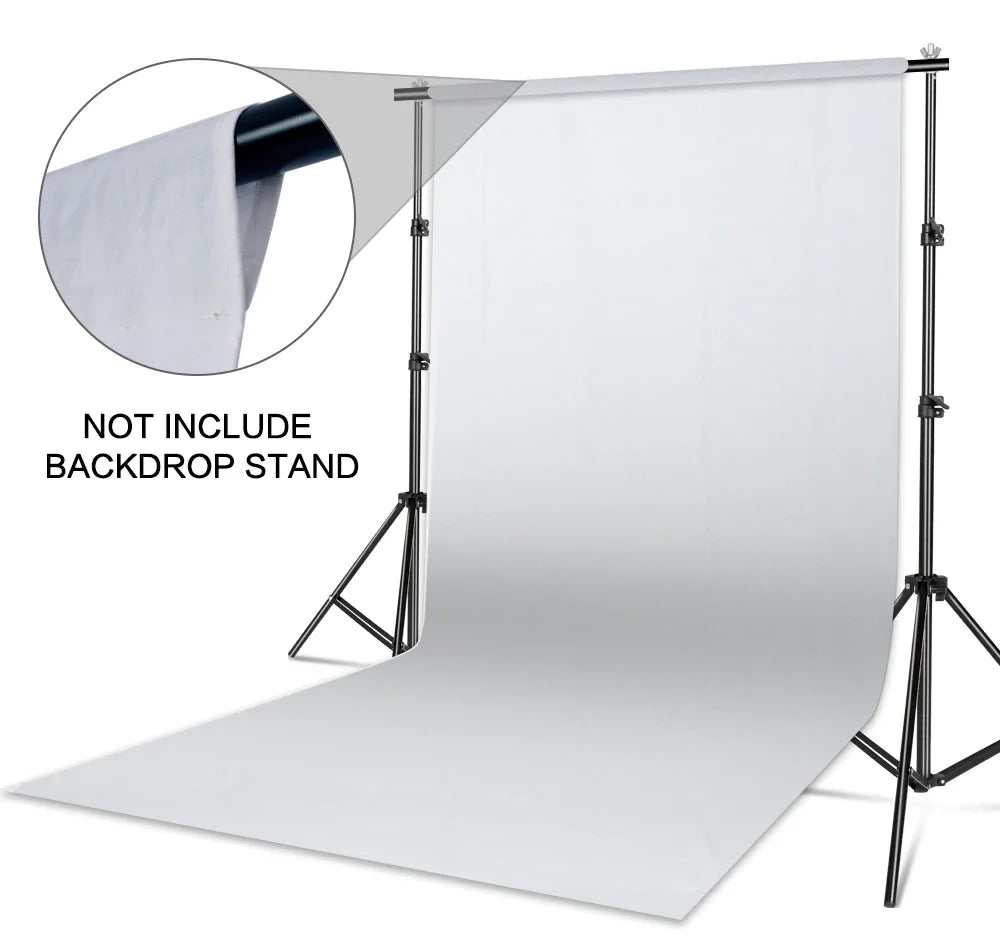 SH Cotton Photo Background Cloth with Rod Pocket – White, Black & Green Screen Chromakey Backdrops for Studio
