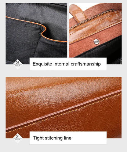 2023 Genuine Cow Leather Women’s Handbag – Large Vintage Office Tote Shoulder Bag for Ladies