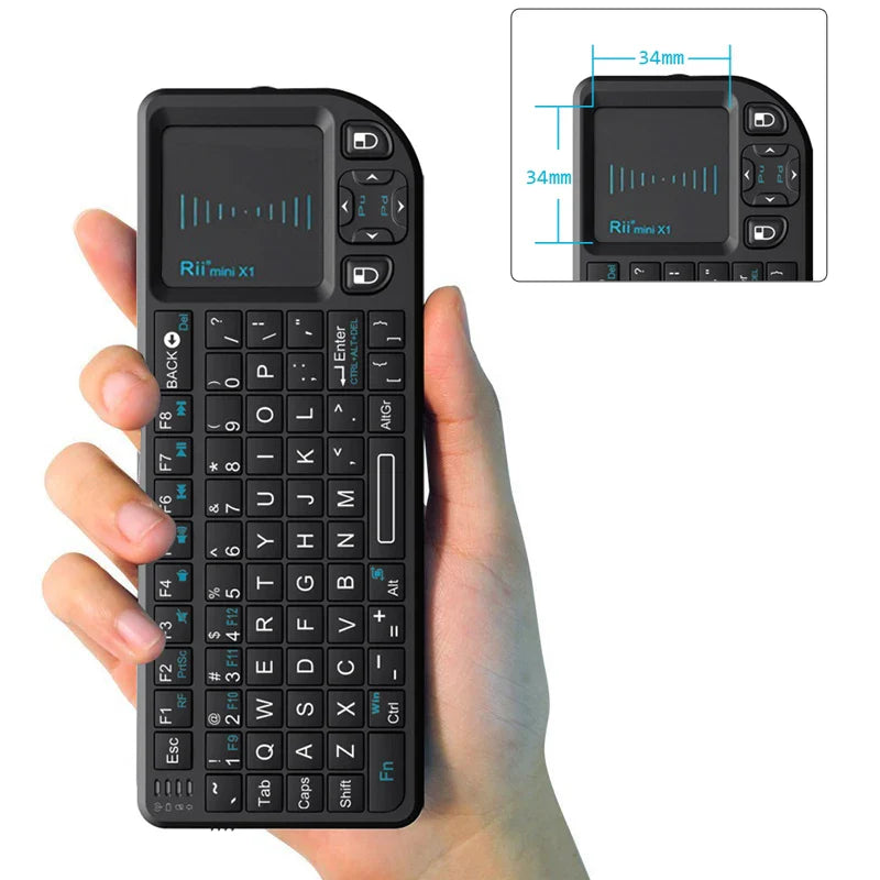 Rii X1 2.4GHz Mini Wireless Keyboard with TouchPad – English/ES/FR Layout for Android TV Box, PC & Laptop