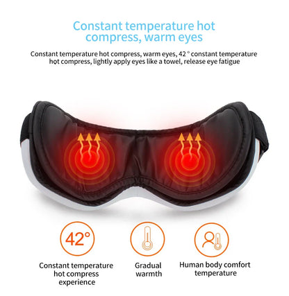 Eye Massage Instrument - Vibration, Airbag Pressure & Hot Compress Eye Massager with Bluetooth Music, Foldable for Fatigue Relief